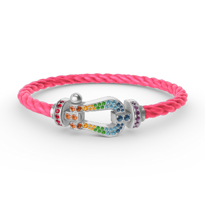 Miro FORC LARGE HORSESHOE  COLORED DIAMOND BRACELET SILVER