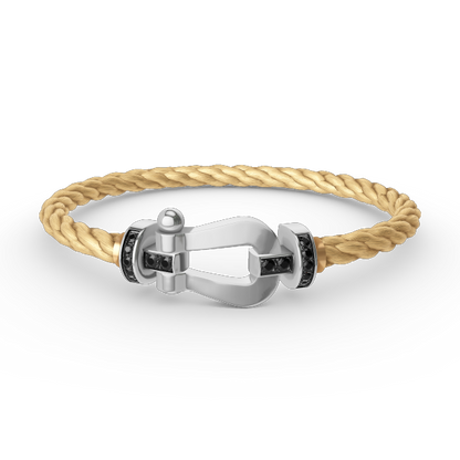Miro FORCE LARGE HORSESHOE BLACK DIAMOND BRACELET SILVER