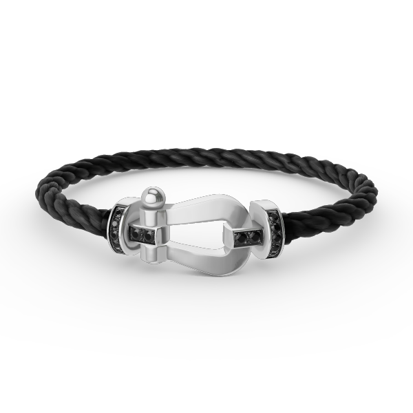 Miro FORCE LARGE HORSESHOE BLACK DIAMOND BRACELET SILVER