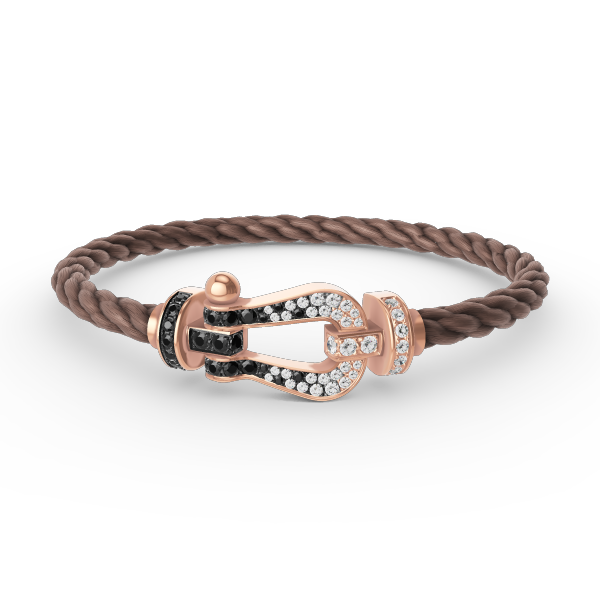 Miro FORCE LARGE HORSESHOE BLACK WHITE DIAMOND BRACELET ROSE GOLD