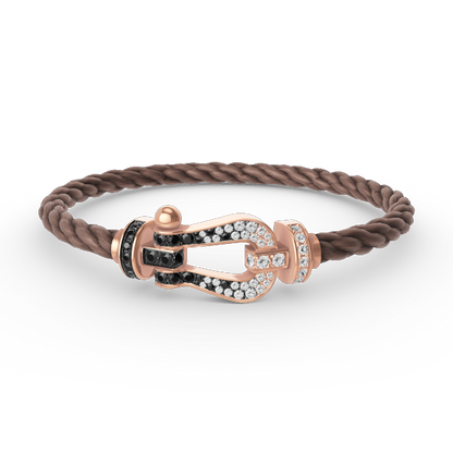 Miro FORCE LARGE HORSESHOE BLACK WHITE DIAMOND BRACELET ROSE GOLD