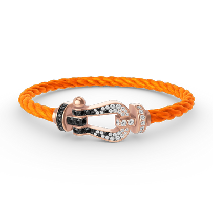Miro FORCE LARGE HORSESHOE BLACK WHITE DIAMOND BRACELET ROSE GOLD