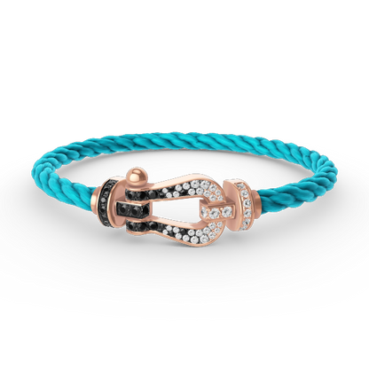 Miro FORCE LARGE HORSESHOE BLACK WHITE DIAMOND BRACELET ROSE GOLD