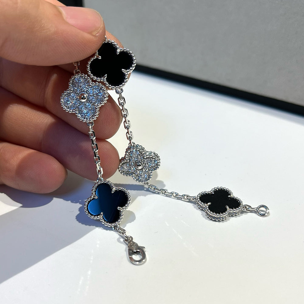 [Miro ]新作 クローバー 5 モチーフ オニキス ブレスレット コレクション