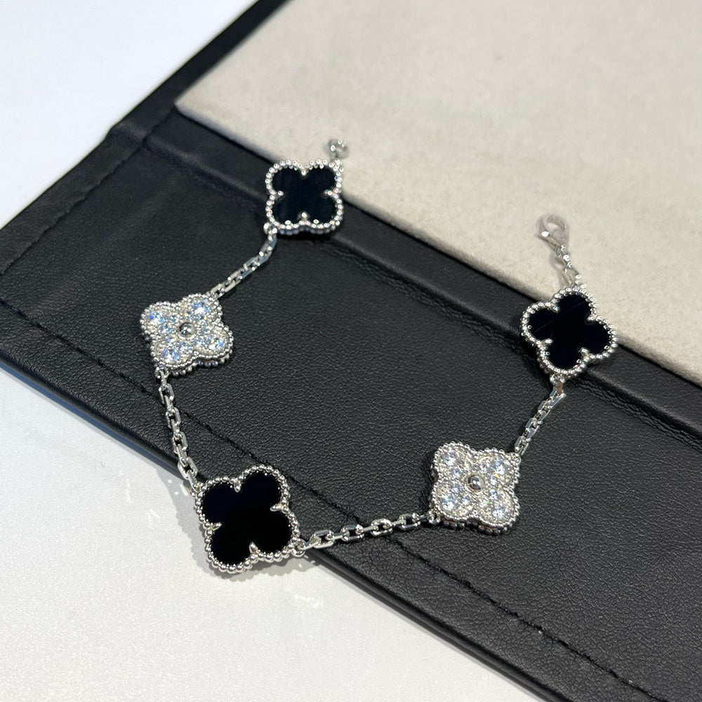 [Miro ]新作 クローバー 5 モチーフ オニキス ブレスレット コレクション