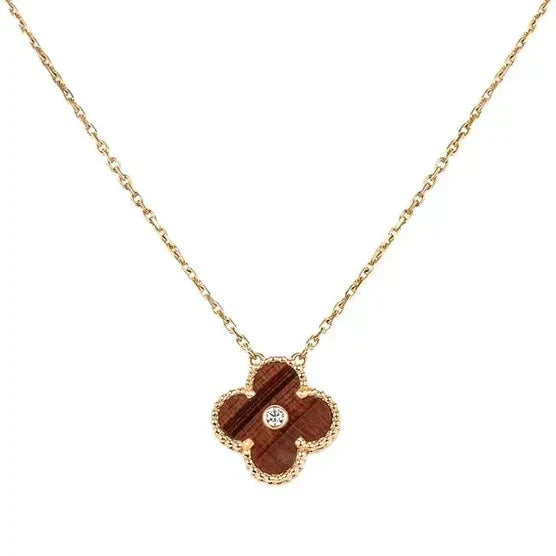 Miro CLOVER 15MM DIAMOND AND YELLOW TIGER'S EYE AGATE necklace