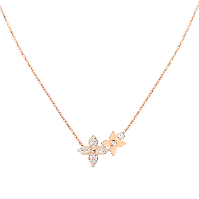 Miro STAR BLOSSOM NECKLACE PINK GOLD DIAMONDS