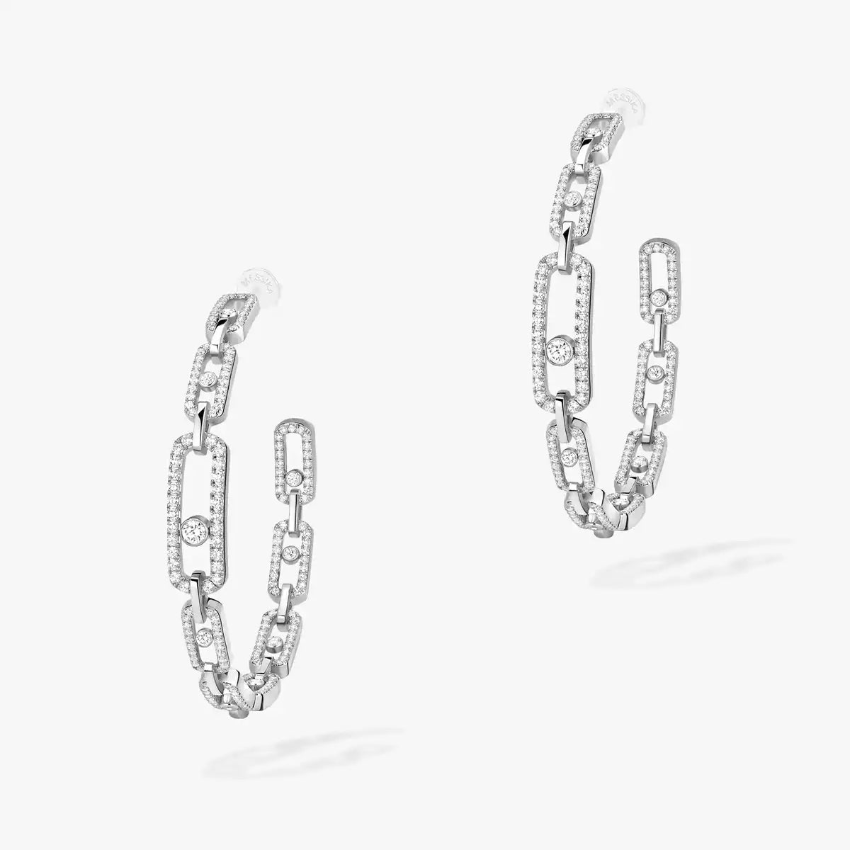 [[Miro ]Move Link Diamond Hoop Earrings