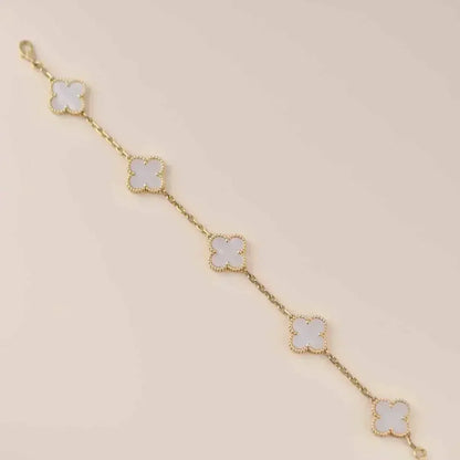 [Miro ]New CLOVER WHITE PEARL MOP 5 MOTIF BRACELET COLLECTION