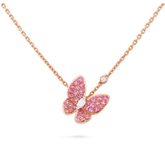 Miro BUTTERFLY RED DIAMOND ROSE GOLD NECKLACE