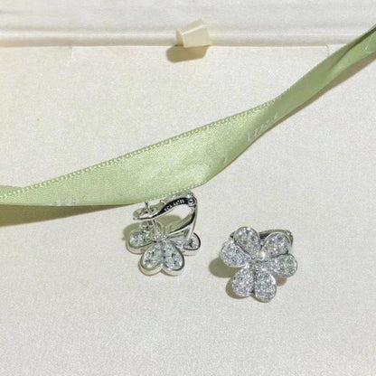 Miro FRIVOLE SILVER FLOWER DIAMOND EARRINGS