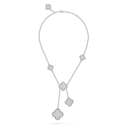 Miro CLOVER 5 MOTIFS SILVER DIAMONDS NECKLACE