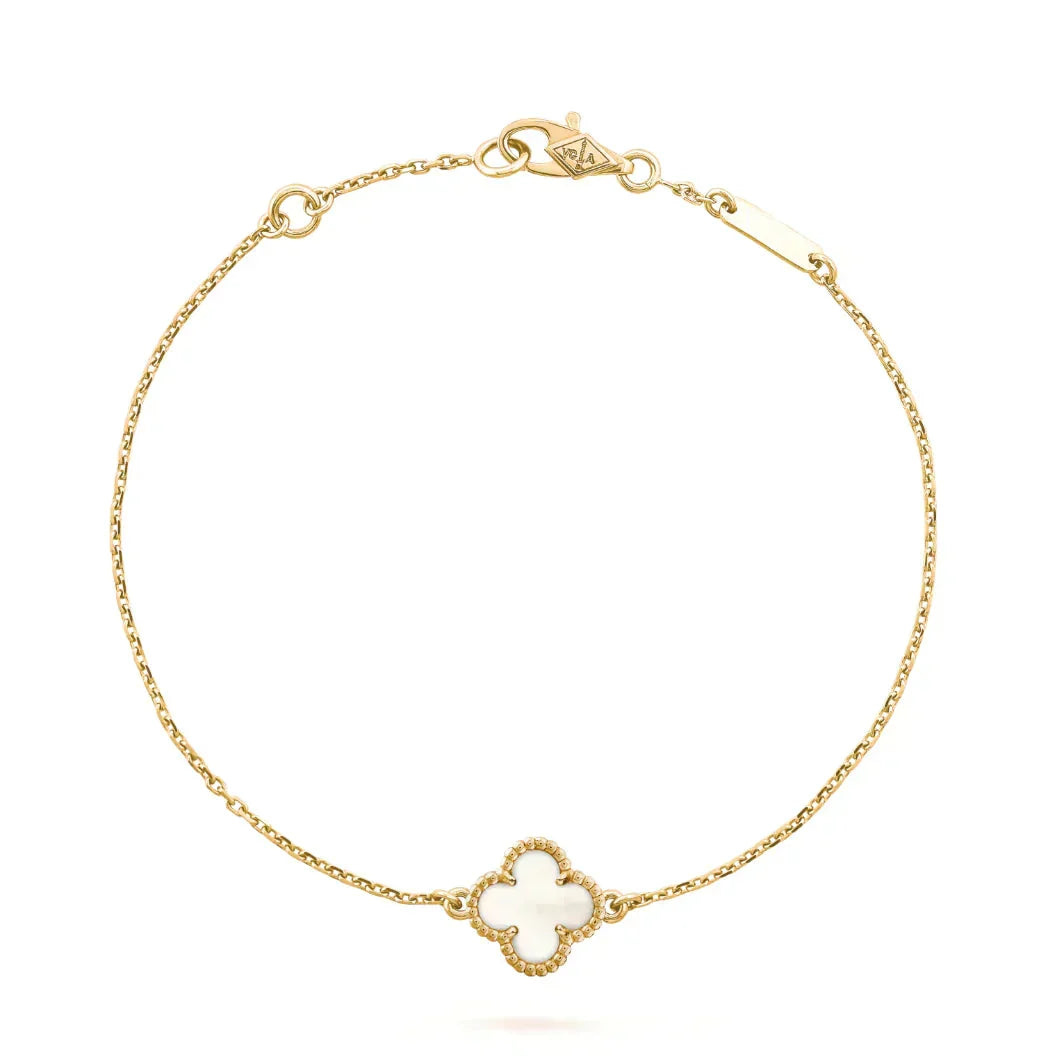 Miro CLOVER WHITE MOP SINGLE FLOWER BRACELET