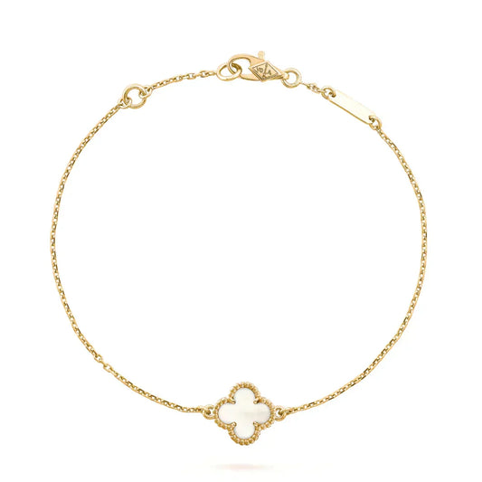 Miro CLOVER WHITE MOP SINGLE FLOWER BRACELET
