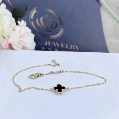 Miro CLOVER ONYX SINGLE FLOWER BRACELET