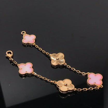 [Miro ]新しい クローバー 5 モチーフ ピンクマザーオブパール ブレスレットコレクション