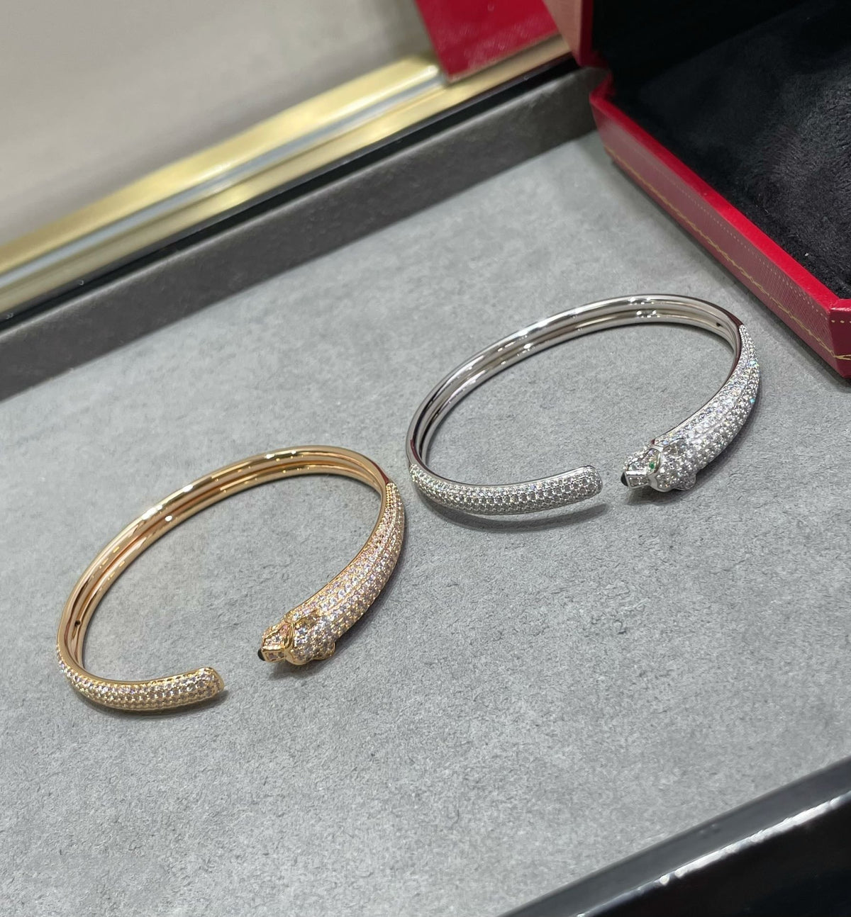 Miroパンテール フルダイヤモンド オープンブレスレット