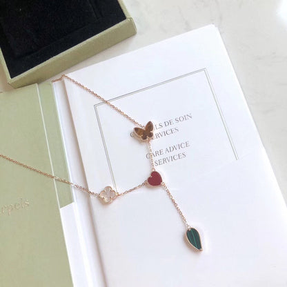 Miro LUCKY SPRING 4 MOTIFS ROSE GOLD NECKLACE
