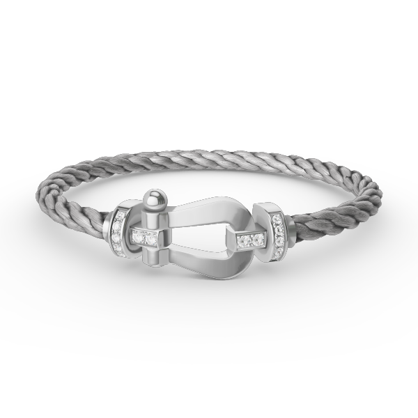 Miro FORCE LARGE HORSESHOE HALF DIAMOND BRACELET SILVER