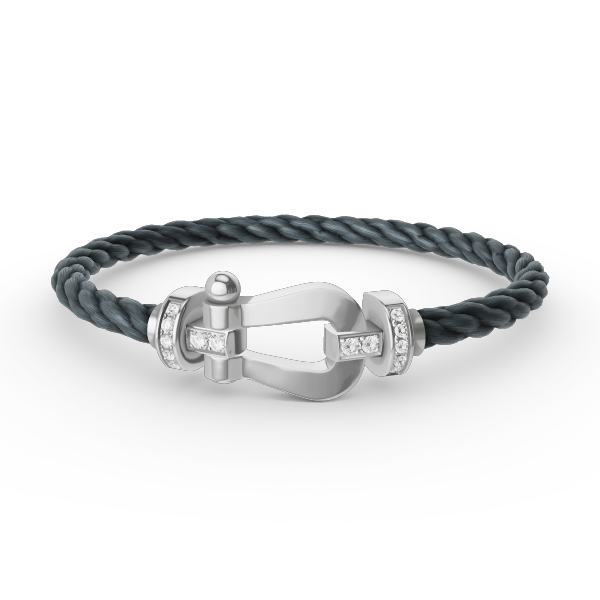 Miro FORCE LARGE HORSESHOE HALF DIAMOND BRACELET SILVER