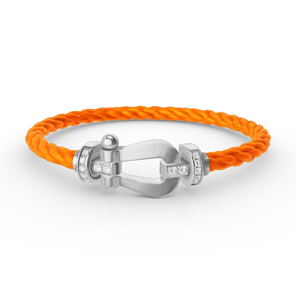 Miro FORCE LARGE HORSESHOE HALF DIAMOND BRACELET SILVER