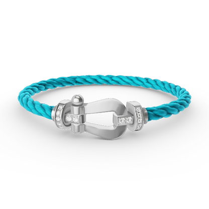 Miro FORCE LARGE HORSESHOE HALF DIAMOND BRACELET SILVER